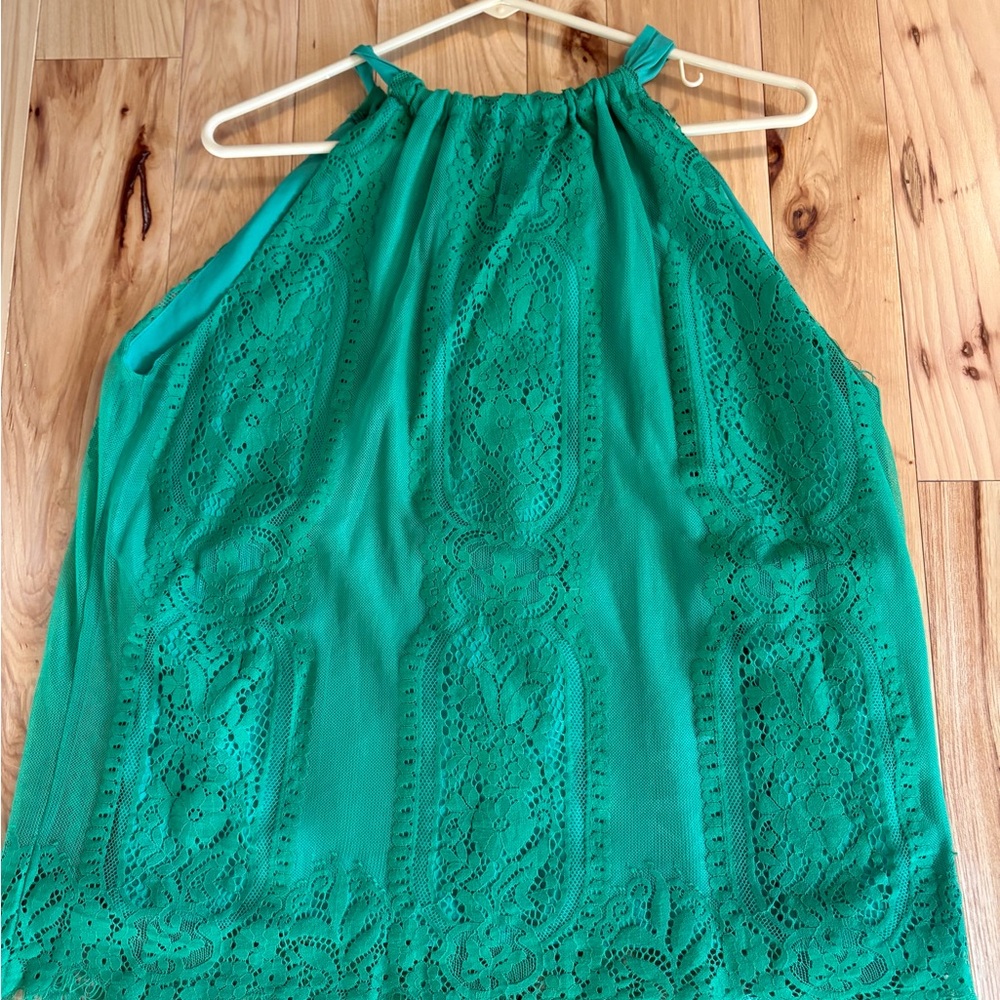 Vine & Love Green Lace Halter Blouse